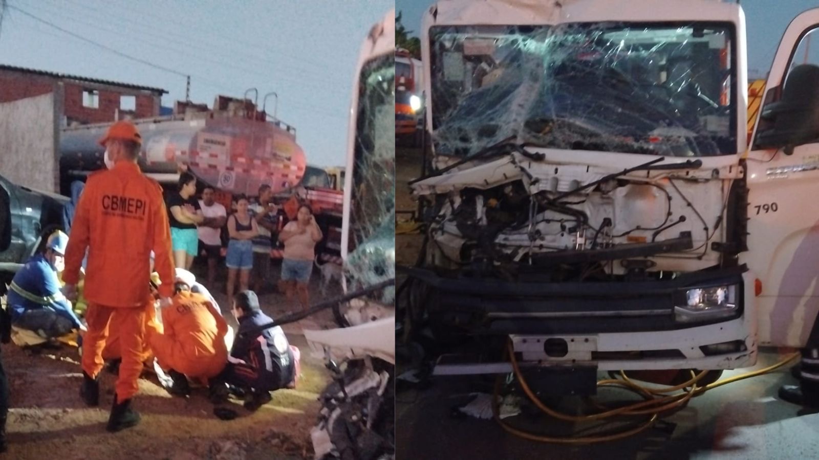 Funcionário da Águas de Teresina fica preso às ferragens após caminhão colidir com veículo de carga