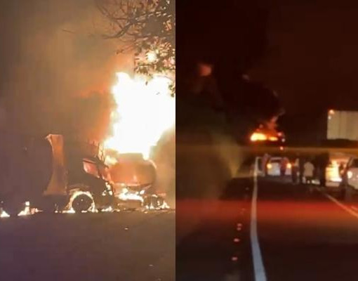 Explosão de caminhão-tanque provoca incêndio e bloqueia totalmente a BR-316 no Piauí