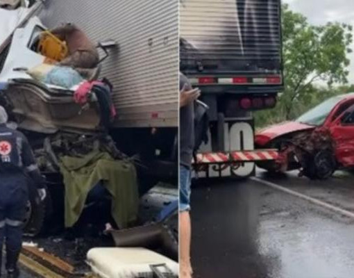 Colisão envolvendo carretas e carro na BR-135 deixa um morto no Sul do Piauí