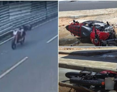 Motociclista desacorda após batida e veículo cruza avenida descontrolado em Parnaíba