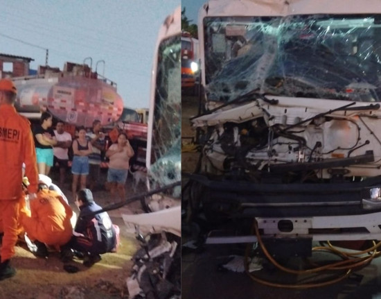 Funcionário da Águas de Teresina fica preso às ferragens após caminhão colidir com veículo de carga