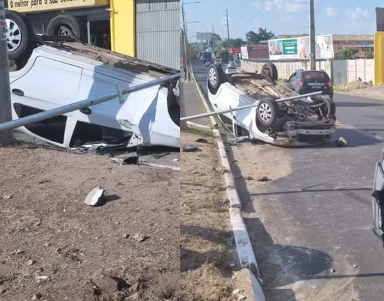 Carro capota e deixa pai e filha feridos na zona Sul de Teresina