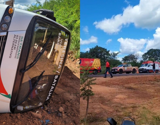 Van com cerca de 15 passageiros tomba na PI-113 e deixa feridos em José de Freitas