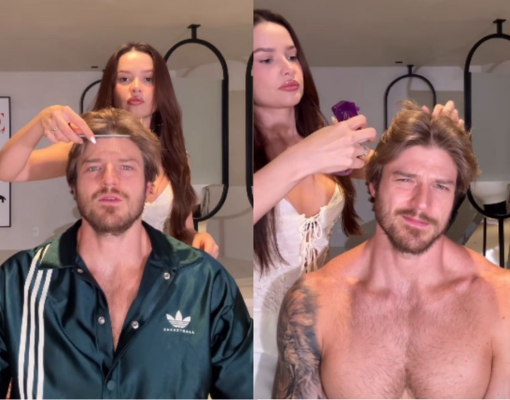 Juliette vira “cabeleireira por um dia” e corta o cabelo do noivo Kaique Cerveny