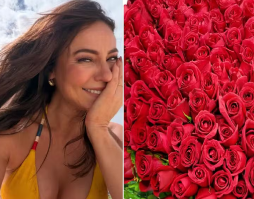 Paolla Oliveira recebe caminhão de rosas avaliado em R$ 10 mil