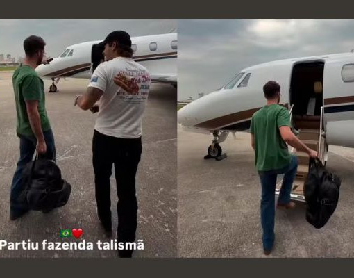 João Guilherme pega carona em jatinho de Zé Felipe para a fazenda de Leonardo