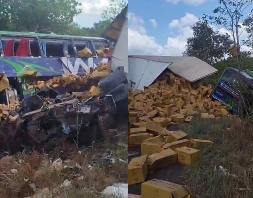Colisão entre ônibus e carreta deixa mortos na BR-316 entre Timon e Caxias