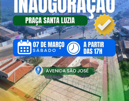 Praça Santa Luzia será inaugurada neste sábado (7) em Esperantina