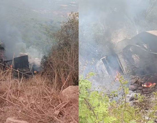 Motorista salta de caminhão sem freio e escapa antes de veículo pegar fogo no Piauí