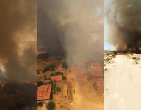 Incêndio de grandes proporções avança e ameaça casas em Alvorada do Gurguéia