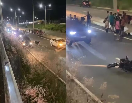 Motociclista sofre acidente ao perder controle e colidir contra barreira na BR-316 em Teresina