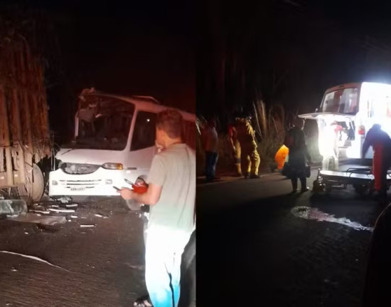 Colisão entre micro-ônibus e caminhão deixa sete feridos na PI-112 no Piauí