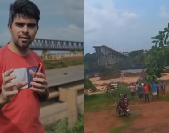 Ponte que liga Tocantis e Maranhão desaba; vereador registra momento