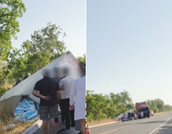 Caminhão tomba na BR-222 após motorista tentar evitar colisão entre Piripiri e São João