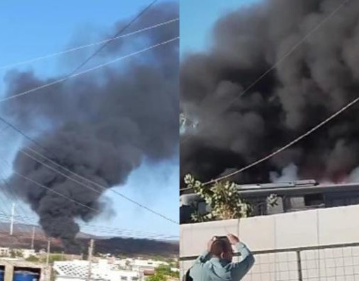 Fogo atinge garagem de ônibus e se espalha para vegetação em Picos