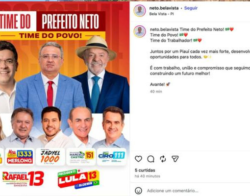 Prefeito do PT declara apoio a Ciro Nogueira ao Senado