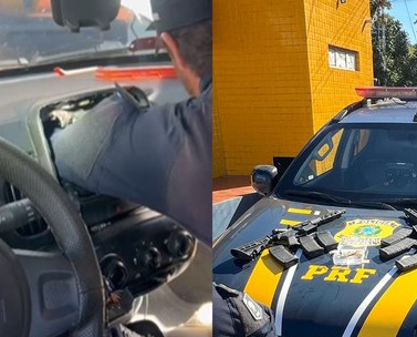 Três fuzis são apreendidos em fundo falso de carro na BR-316; motorista é preso em Picos