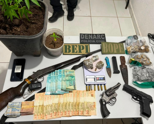 Polícia prende quatro e apreende armas, drogas e veículo em operação no Sul