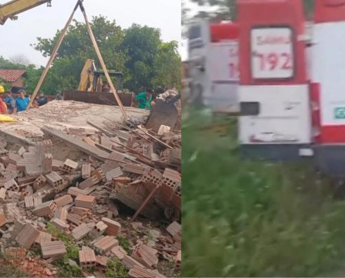 Casa cai durante a madrugada e deixa mãe grávida e filhos soterrados em Barras