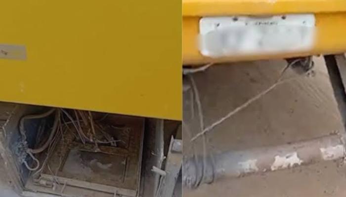 Ônibus escolar com fiação solta e exposta quase provoca acidente em Jerumenha