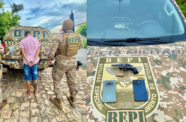 Indivíduo é preso com armas e drogas em frente a condomínio em Teresina