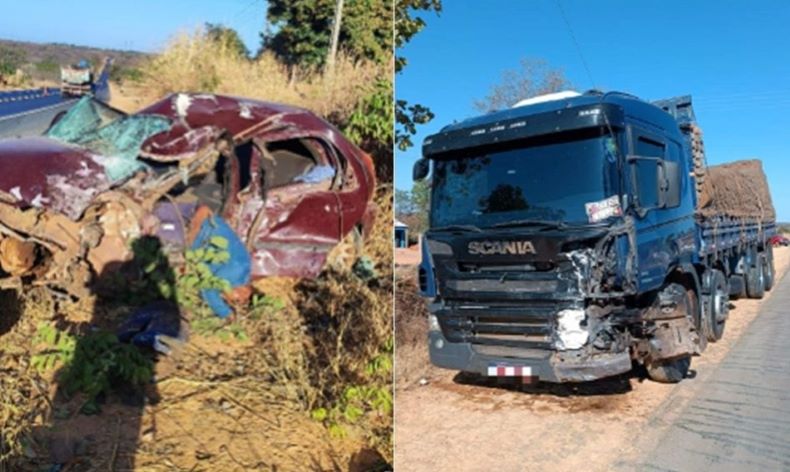 Homem morre em acidente entre carro e caminhão na BR-135 no Sul do Piauí