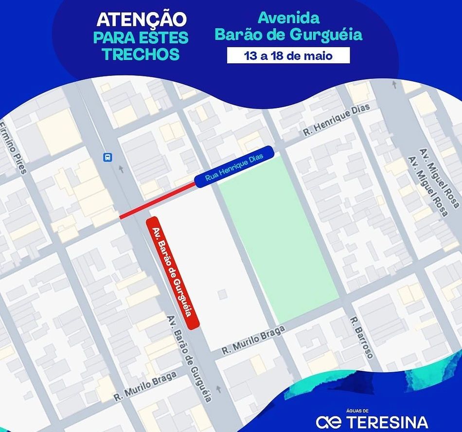 Novos trechos de ruas e avenidas serão interditados por Águas de Teresina; veja lista