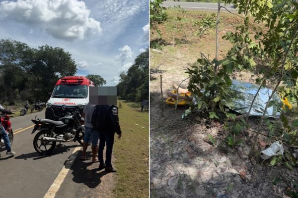 Idosa é arremessada de carro e morre após capotamento em Esperantina